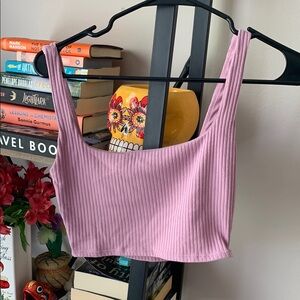 Forever 21 Pink Ribbed Crop Tank Top